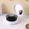 White Folding Hair Brush with Mirror, Round Portable Folding Pocket Hair Brush Mini Hair Massage Comb Travel Size for Men Women and Girls Hair Brushes
