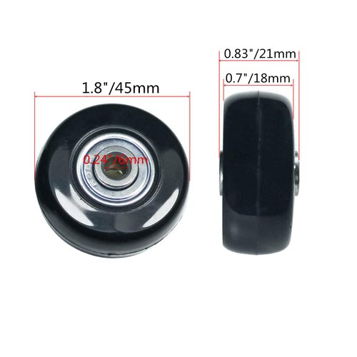 Diameter 1.8in Wear-Resistant Mute Luggage Suitcase Replacement Wheels Rubber Swivel Caster Wheels Repair Kits 4 Wheels