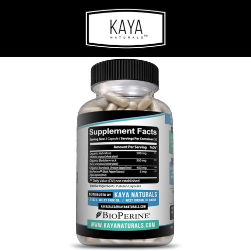 Kaya Naturals Sea Moss | Joint Supplement for Men and Women | with Organic Burdock Root, Irish Moss, Bladderwrack, and BioPerine | for Joint Health and Immune Boost, 60 Count