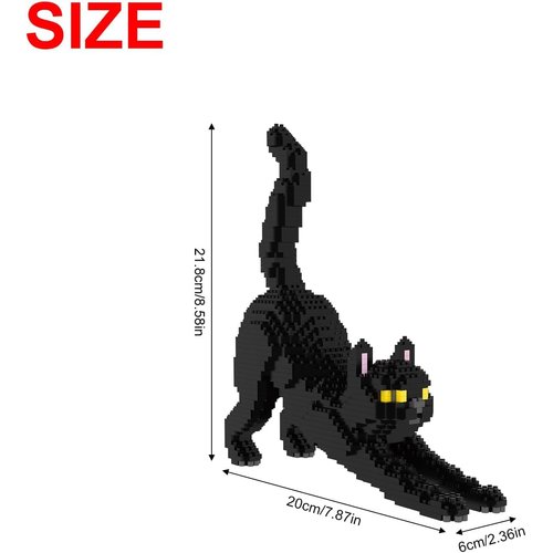 Larcele Cat Micro Building Blocks Animal Set, DIY Mini 3D Building Toy Bricks Kit,999 Pieces KLJM-05 (Black Cat)