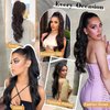 AISI BEAUTY Ponytail Extension 26 Inch Long Wavy Drawstring Ponytail for Women Dark Brown Pony Tails Hair Extensions Multi-Layered Synthetic Clip in Ponytail