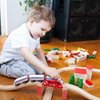 Red Brick Wooden Train Track Risers, 8-pack - Novelty Wood Train Track Set Wooden Risers for Raised Track Set and Train Track Bridges - Build Custom Track with Brick Bridges