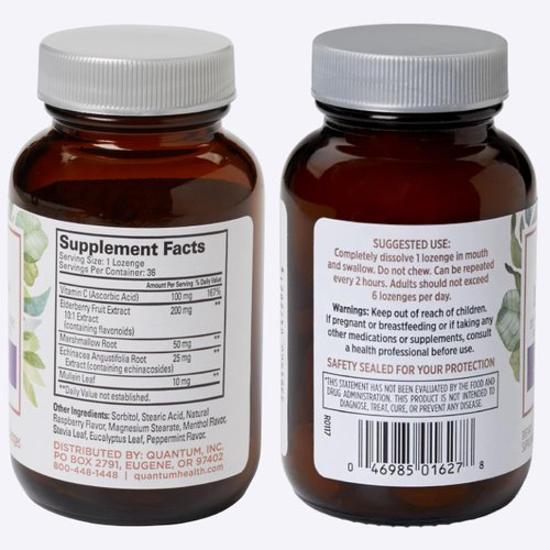 Quantum Health Elderberry+ Lozenges|Raspberry|Provides Powerful Immune Support|Formulated with Echinacea and Vitamin C|36 Count