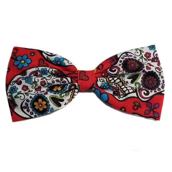 Special Prints Hairbows- Music Notes, Houndstooth,argyle, Nascar, Cammo (Group 2 of 2) (Alligator Clip, Red Las Calaveras)