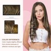 GOO GOO Sew in Hair Extensions Real Human Hair, Weft Hair Extensions Human Hair, 4/27/4 Balayage Chocolate Brown to Caramel Blonde 22 Inch-110g, Weft Bundles Straight Silky Remy Hair