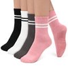 Pilates Socks Yoga Socks with Grips for Women Non-Slip Grip Socks for Pure Barre, Ballet, Dance, Workout, Hospital,4 Pairs Assorted,S-M