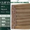 RUNATURE Clip in Hair Remy Human Hair Clip in Extensions 16 Inches Golden Brown with Golden Blonde Highlighted Color 10P16 50g 3pcs Double Weft Clip on Hair Extensions