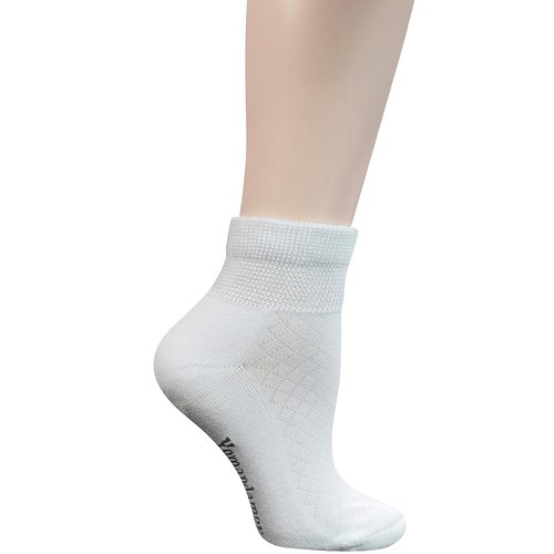 Yomandamor 5 Pairs Women's Cotton Ankle Breathable Mesh Diabetic Socks with Seamless Toe,L Size
