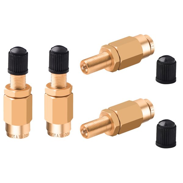 Jingzan 4 pack 1/4" Inflation Schrader Valve with Push to Connect for 1/4" OD Air Line Tubing and Air Spring Suspension for Semi Trucks Trailers