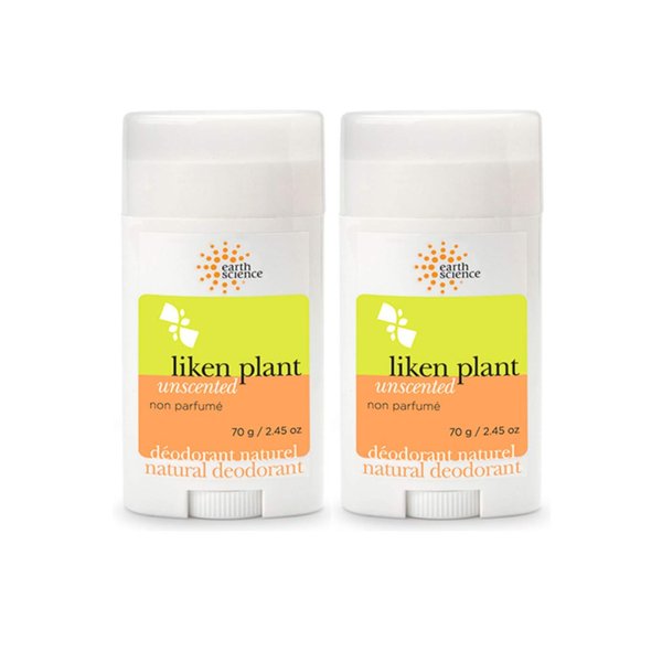 Earth Science Aluminum-Free Liken Deodorant, Unscented - 2.5 oz - 2 pk