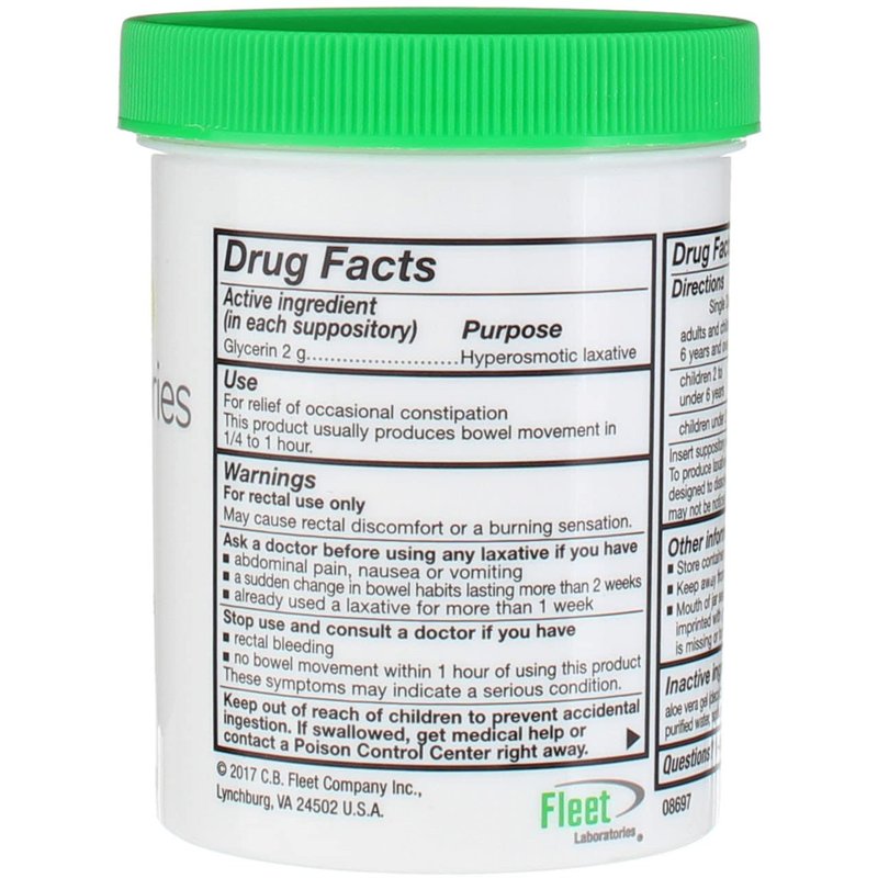 Fleet Laxative Glycerin Suppositories for Adult Constipation, 50 Count ...