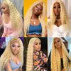 LICATEAT Blonde Lace Front Wigs for Women V Part 613 Loog Curly Loose Wave Wig Heat Resistent Synthetic Hair (26 Inch)