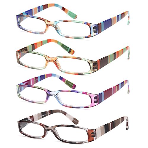 Gamma Ray Women's Reading Glasses - 4 Pairs Ladies Fashion Readers for Women