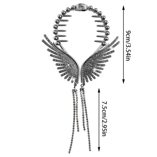 Angel Butterfly Rhinestone Hair Clips,Black hair barrettes Tassel Claw Clips Pearl Hair Styling Accessories Pill Head Hair Accessories High Ponytail Coiled Hair Pins Shiny Hair Accessories for Girl