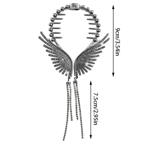 Angel Butterfly Rhinestone Hair Clips,Black hair barrettes Tassel Claw Clips Pearl Hair Styling Accessories Pill Head Hair Accessories High Ponytail Coiled Hair Pins Shiny Hair Accessories for Girl