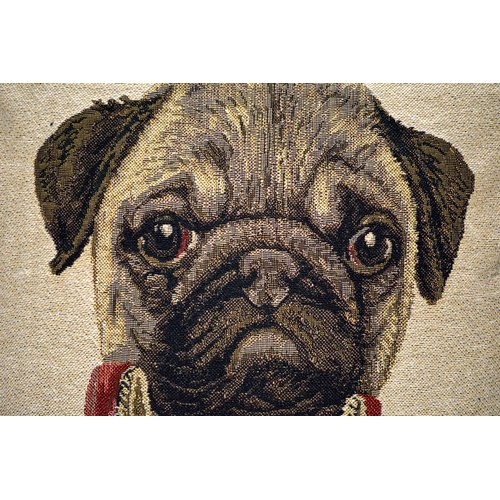 Pug Renaissance Dog Throw Pillow Cover - Tache Napoleon Bownparte - 2 Pieces 18 X 18 Inch Square French Vintage Tapestry Woven Set