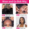 GYAJEP 5x5 Wear and Go Glueless Wigs Human Hair Pre Plucked Pre Cut Lace Closure Bob Wig Human Hair Straight Human Hair Bob Wigs for Black Women Lace Front Wigs for Beginners 180% Density 12 Inch