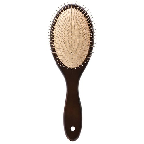 Wooden Paddle Hair Brush with Metal Bristle, Anti-frizz Metal Detangling Brush Styling Hairbrush Comb for Curly Fine Wavy Straight Hair, Scalp Massage Brush, Wet or Dry Use
