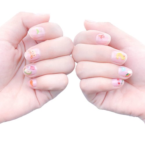IHUKEIT 10 Sheets Cute Nail Stickers for Kids Including Animals Fruits Flowers Food Rainbow Leaves Designs Self Adhesive Nail Decals for Little Girls Women Nail Art Decoration Fun