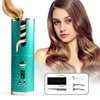 Hair Curler Automatic Cordless Curling Iron Wireless Hair Curler with LCD Temperature Display and Timer, Portable Rechargeable Ceramic Automatic Hair Curler Wand Fast Heating Hair Curler (F)