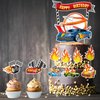 48 Pieces Hot Car Cake Topper Happy Birthday Cupcake Toppers Race Car Cake Decoration Checkered Flag Fire Car Theme Birthday Party Supplies for Boys Girls Game Party Favors