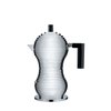 Alessi MDL02/3 B Pulcina Stove Top Espresso 3 Cup Coffee Maker in Aluminum Casting Handle And Knob in Pa, Black