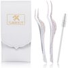 Lash tweezers 3-pcs Lash Applicator Tool Set with Eyelash Extension Tweezers, Brush – Professional Eye Lash Applicator Tools for DIY Eyelash Extensions, Cluster Lashes