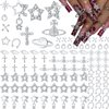 PREMIUM 110PCS Nail Charms, Silver Nail Charms for Acrylic Nails,Silver Star Planet Cross Alloy Nail Art Decoration, Manicure Craft DIY, Y2k Nail Charms Jewels Accessories for Nail Art Supplies