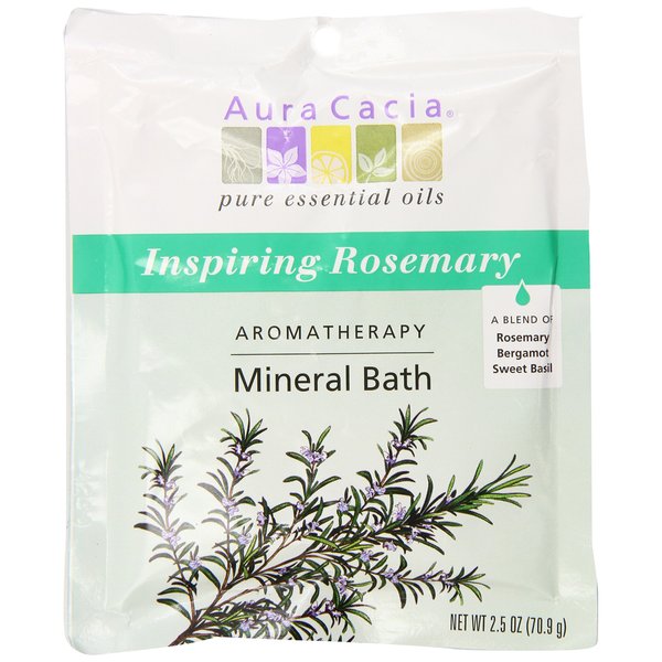 Aura Cacia Aromatherapy Mineral Bath, Inspiring Rosemary, 2.5 ounce packet (Pack of 3)