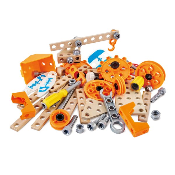 Hape Junior Inventor Deluxe Experiment Kit | 57 Piece Construction Building Toys, STEAM Science Kit for Kids 4 Years and Up (E3032A)