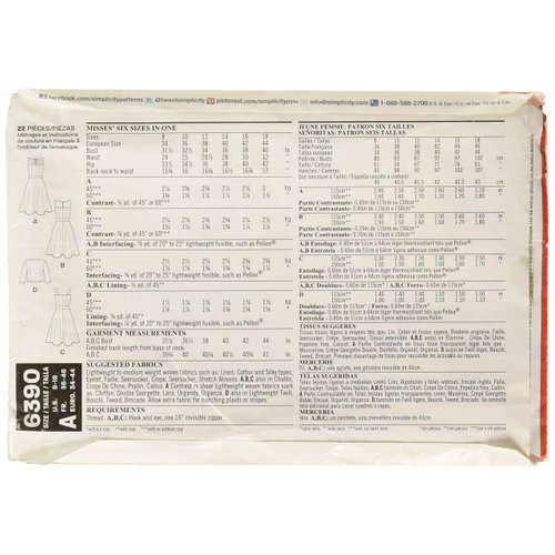 New Look Sewing Pattern UN6390A Autumn Collection Misses' Dresses with Full Skirt Sewing Patterns, A (8-10-12-14-16-18)