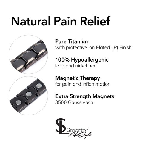 Smarter LifeStyle Elegant Titanium Magnetic Anklet for Men and Women - Adjustable Bracelet Length with Sizing Tool for Perfect Fit, Magnetic Ankle Bracelet (Gunmetal Gray)