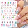 Cute Bunny Nail Stickers Easter Nail Art Sticker Decal Nail Art Supplies Rabbits Bunny Ear Carrot Lovely 3D Self-Adhesive Nail Design for Women Kids Nail Art Decoration Manicure Tip