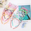 ANBALA Cat Ears Headbands 12Pcs Plastic Hairbands Glitter Cat Headbands Sparking Ribbon Hair Accessories for Women Girls Halloween, Daily Wearing and Party Favors (Colorful)