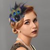 Yokawe 20s Feather Hair Clip Elegant Black Peacock Feather Hair Clips with Flowers Gatsby Party Head Accessories for Women