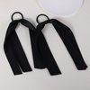 Black Ribbon Hair Ties Cheer Long Tassel Elastic Hairbands Handmade Girls Women Ponytail Holder Hair Accessories for Holiday Party