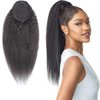 Feelgrace Virgin Human Hair Kinky Straight Ponytail Hair Extensions Clip in Hair Extension Remy Hair (16 Inch, Kinky Straight)
