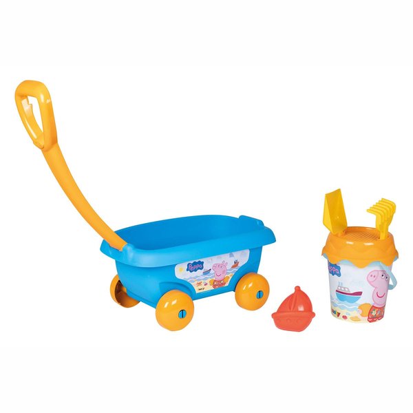 Smoby - Peppa Pig Chariog Gronished: Bucket + Sieve + Shovel + Rake + Sand Mold