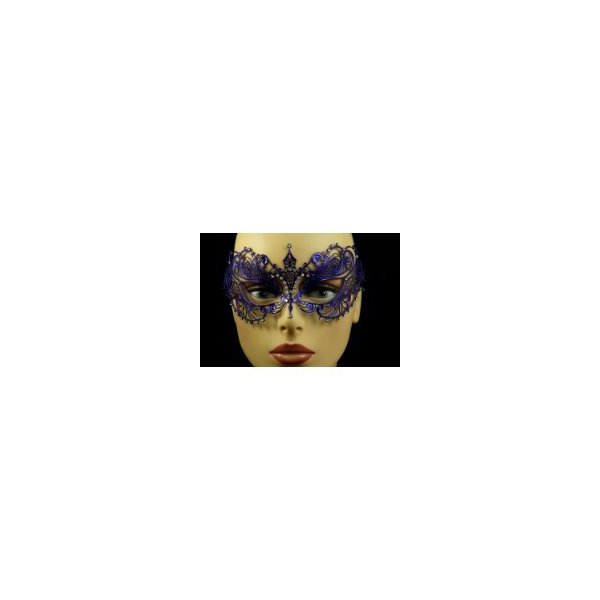 Laser Cut Venetian Halloween Masquerade Mask Costume Extravagant Inspire Design - Blue w/Rhinestones