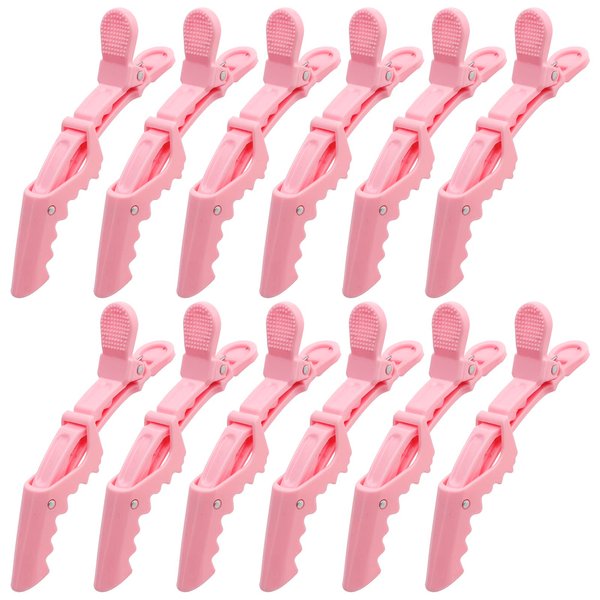 ACO-UINT 12Pcs Pink Hair Clips for Styling Sectioning, Alligator Hair Clips Salon Hair Clips Professional Alligator Clips for Hair, Hair Styling Clips Hair Accessories for Women