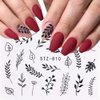 Kalolary 29Pcs Nail Stickers Water Transfer Fresh Nail Decals for Nail Art, Butterfly Palm Leaf Flower Nail Design Stickers for DIY Nails Design Manicure Tips Decorations