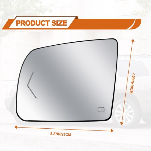 Driver Left Side Heated Mirror Glass - Side View Heated Convex Mirror Glass with Rear Holder and Turn Signal, Replacement For Toyota 2008-2017 Sequoia 2007-2020 Tundra Passenger Side Mirror