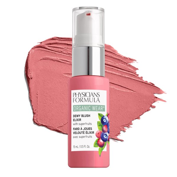 Physicians Formula Organic Wear Natural Dewy Face Blush Makeup Elixir, Pink Berry, 0.5 Fl Ounce