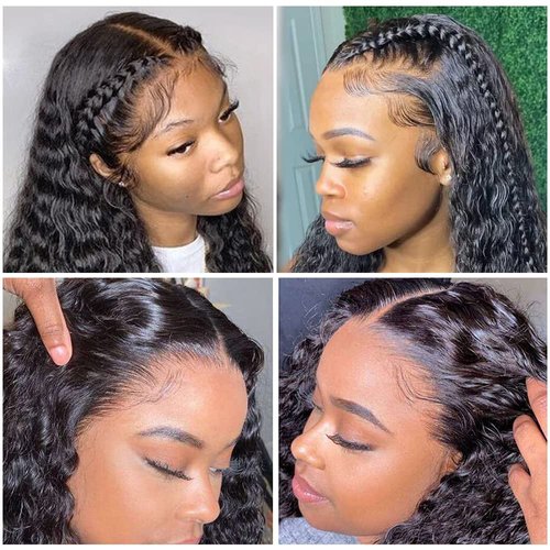 13x6 HD Transparent Lace Front Wigs For Black Women Mongolian Deep Curly Lace Front Wig Glueless Wigs Pre Plucked with Baby Hair Deep Wave Frontal wig Wet and Wavy Human Hair Wig (26inch)