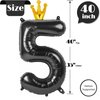 Number 5 Balloon 40 in, 5th Birthday Balloon,Five Year Old Balloon Decorations, 5 15 50 Number Balloons Black Party Supplies Wedding Anniversary