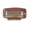 20pcs Metal Snap Clips for Hair Extensions DIY Clip in on Hair Extension Wigs 9 Teeth 32mm 1.2g/pc Black Brown Beige Color (Light Brown)