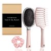 Tool in My Room Detangler brush - curved vented hair brush for detangling hair types wavy, matted, curly hair. paddle brush for blow drying, cepillos para cabello (Set Pink, Combo)
