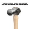 GreatNeck BP8 Ball Peen Hammer, 8 Oz Drop-Forged Steel Metalworking Tool With Precision-Balanced Authentic Hickory Wood Ball Peen Hammer Handle, For Riveting, Shaping, And Bending Meta