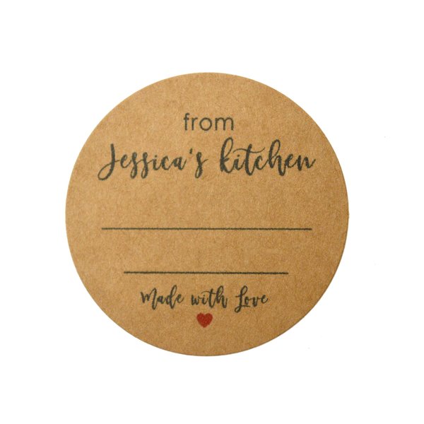 CUSTOMIZE WITH YOUR OWN TEXT, from the Kitchen of Canning Labels, Wedding, Baby Shower, Christmas, Gifts, Holiday, Favors, Made With Love, Homemade With Love, Kraft Brown