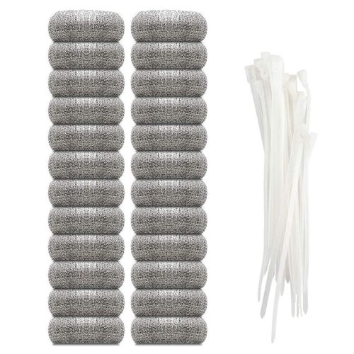 SUNHE YHK 24 Pieces Lint Traps Stainless Steel Washing Machine Lint Snare Traps, Washer Hose Lint Traps with 24 pcs Cable Ties